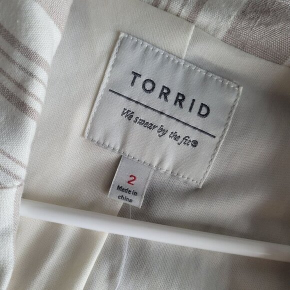 Torrid Womens Linen Blend Button Blazer Size 2x Striped Lightweight Nwt - Picture 2 of 9